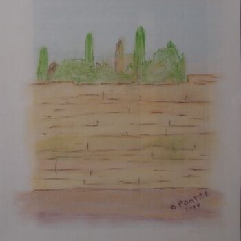 图画 标题为“mur des lamentations” 由Gerard Pompee, 原创艺术品, 粉彩