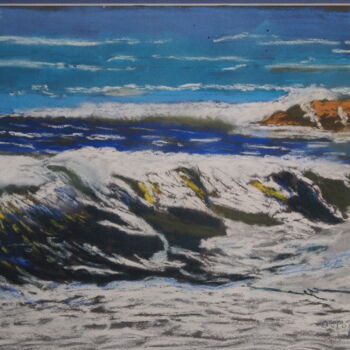 Peinture intitulée "vague" par Gerard Pompee, Œuvre d'art originale, Pastel