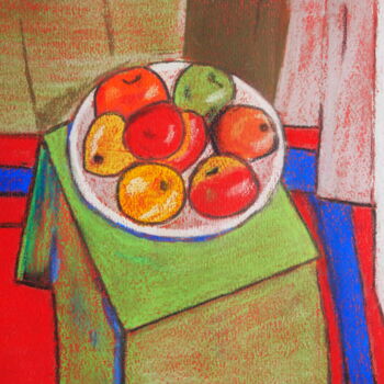 Pintura titulada "Coupe De Fruits" por Gerard Pompee, Obra de arte original, Pastel