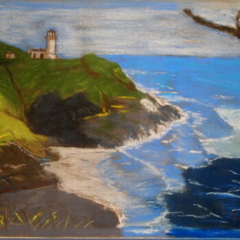 Peinture intitulée "le phare" par Gerard Pompee, Œuvre d'art originale, Pastel