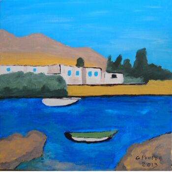 Картина под названием "Port De Faragas En…" - Gerard Pompee, Подлинное произведение искусства, Акрил Установлен на Деревянна…
