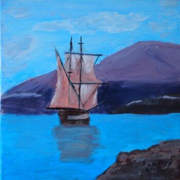 Malarstwo zatytułowany „navire” autorstwa Gerard Pompee, Oryginalna praca, Akryl Zamontowany na Drewniana rama noszy