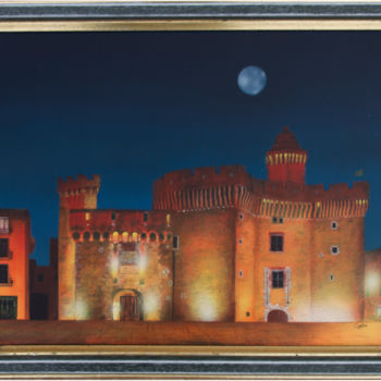 Painting titled "le Castillet" by Gérard Scordia, Original Artwork, Acrylic