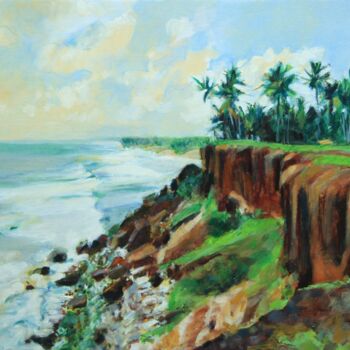 Malarstwo zatytułowany „Falaises du Kerala” autorstwa Gérard Valluet, Oryginalna praca, Olej