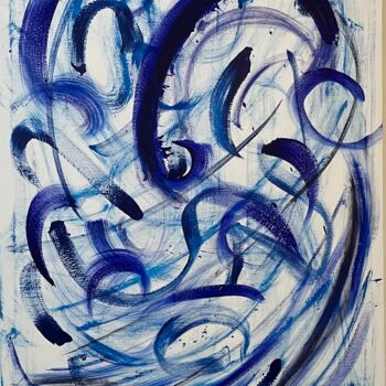 Peinture intitulée "Bleu" par G. Bartist, Œuvre d'art originale, Acrylique Monté sur Châssis en bois