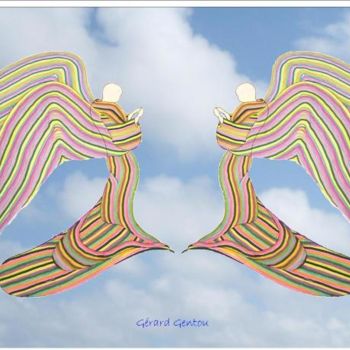 Pintura intitulada "Les Anges jumeaux" por Gerard Gentou, Obras de arte originais