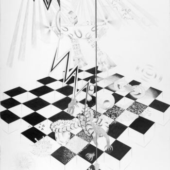 Dessin intitulée "Saint-Michel et le…" par Gerard Gentou, Œuvre d'art originale, Crayon