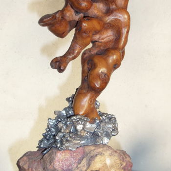 Sculptuur getiteld "FAUNE" door Gérard Didier, Origineel Kunstwerk, Hout