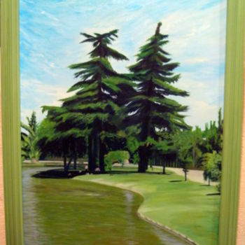 Painting titled "Parque  Aluche" by Gerardo Rodriguez Granda, Original Artwork, Oil
