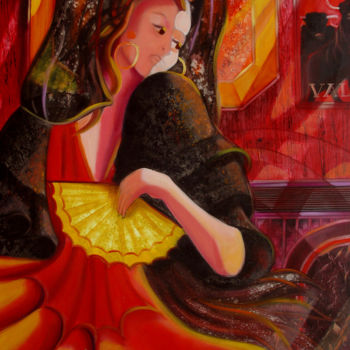 Pintura titulada "Danseuse Andalouse…" por Gérard Simonin, Obra de arte original, Oleo