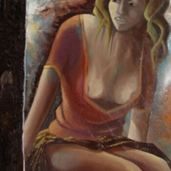 Peinture intitulée "Femme sur le dos du…" par Gérard Simonin, Œuvre d'art originale