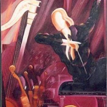 Pintura intitulada "Toscanini rouge" por Gérard Simonin, Obras de arte originais
