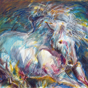 Painting titled "Lippizaner Stallion…" by Gerard Van Velzen, Original Artwork, Oil
