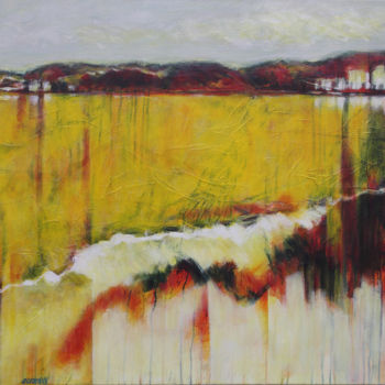 Painting titled "YELLOW RIVER" by Gerard Van Velzen, Original Artwork, Acrylic