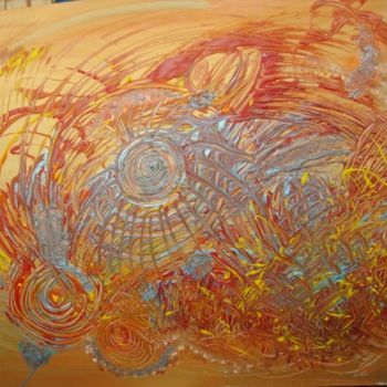 Painting titled "Movement on Gold" by Elen Gera, Original Artwork, Oil