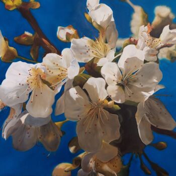 Картина под названием "Cherry flowers" - Gergely Sandor, Подлинное произведение искусства, Масло