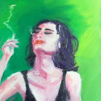Malarstwo zatytułowany „Green smoke” autorstwa Grégory H, Oryginalna praca, Olej