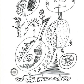 Zeichnungen mit dem Titel "Notizen vorm Zubett…" von Gerhard Pollheide, Original-Kunstwerk, Tinte