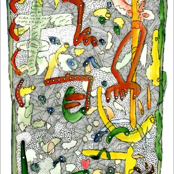 Malerei mit dem Titel ""Versuch, das Chaos…" von Gerhard Pollheide, Original-Kunstwerk, Aquarell