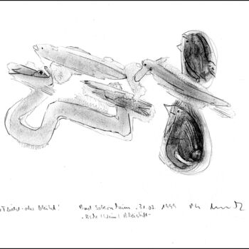 Dessin intitulée "Flieht oder bleibt" par Gerhard Pollheide, Œuvre d'art originale, Crayon