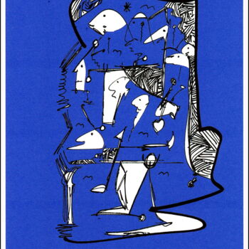 Druckgrafik mit dem Titel ""Wandernde Menschhe…" von Gerhard Pollheide, Original-Kunstwerk, Digitaldruck