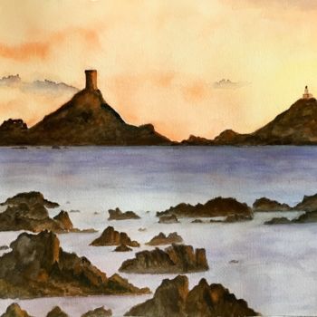 Painting titled "Les-iles-sanguinair…" by Germaine Mauclere, Original Artwork, Watercolor