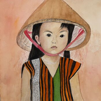 Painting titled "Lan-Ahn la petite v…" by Germaine Mauclere, Original Artwork, Watercolor