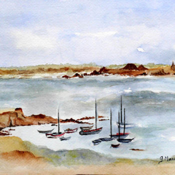 Painting titled "La Pointe de la Tor…" by Germaine Mauclere, Original Artwork, Watercolor Mounted on Glass