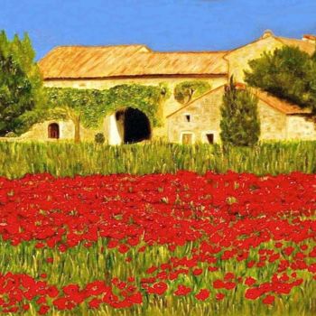 Painting titled "mas-provencal-2.jpg" by Germaine Mauclere, Original Artwork, Oil
