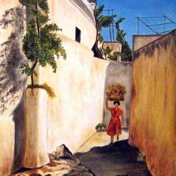 Peinture intitulée "ruelle-de-capri.jpg" par Germaine Mauclere, Œuvre d'art originale, Huile