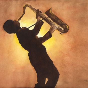 Painting titled "039-saxophoniste.jpg" by Germaine Mauclere, Original Artwork