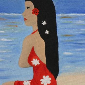 Painting titled "Ma tahitienne" by Florence Germain, Original Artwork