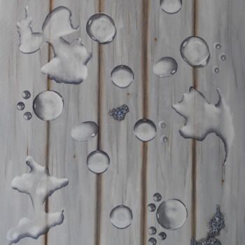 Pintura intitulada "Drops on Wood" por German Bradley, Obras de arte originais, Óleo