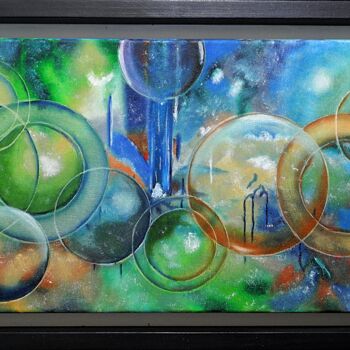 Painting titled "Planets and Bubbles" by German Bradley, Original Artwork, Oil