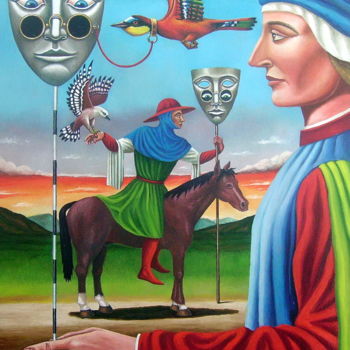 Pintura intitulada "Профиль с лошадью" por Germinusis, Obras de arte originais