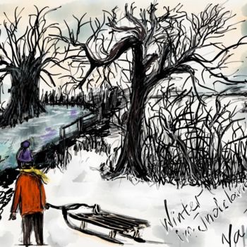 Картина под названием "Indeland im Winter.…" - Gernot Nakaten, Подлинное произведение искусства
