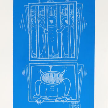 Disegno intitolato "untitled (Imprisone…" da Gero Pöpel, Opera d'arte originale, Gesso