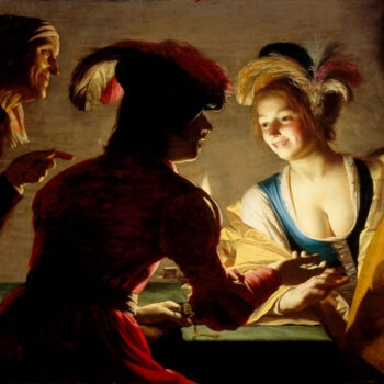 Pittura intitolato "La Marieuse" da Gerrit Van Honthorst, Opera d'arte originale, Olio