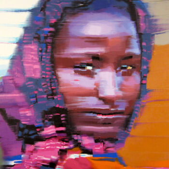 Peinture intitulée "Mona Lisa Africa" par Gerry Chapleski, Œuvre d'art originale, Huile Monté sur Châssis en bois