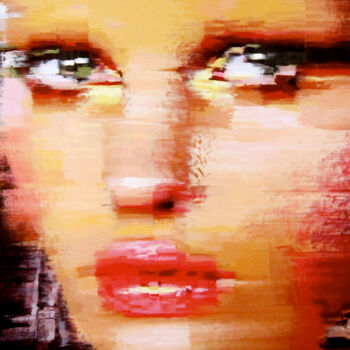 Schilderij getiteld "Mona Lisa Closeup" door Gerry Chapleski, Origineel Kunstwerk, Olie Gemonteerd op Frame voor houten bran…
