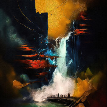 Digital Arts titled "Niagara Falls : Mod…" by Gerry Martinez, Original Artwork, Digital Painting