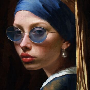 Digitale Kunst getiteld "Girl With The Pearl…" door Gerry Martinez, Origineel Kunstwerk, Digitaal Schilderwerk