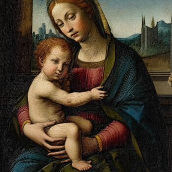 Digital Arts titled "Madonna And Child :…" by Gerry Martinez, Original Artwork, Digital Painting