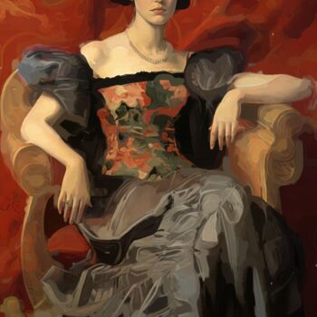 Digital Arts titled "Olga in an Armchair…" by Gerry Martinez, Original Artwork, Digital Painting