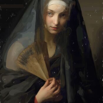Artes digitais intitulada "The Lady with the V…" por Gerry Martinez, Obras de arte originais, Pintura digital
