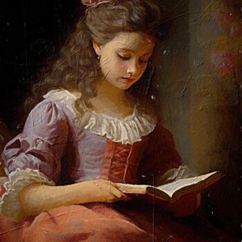 Arte digitale intitolato "A Young Girl Reading" da Gerry Martinez, Opera d'arte originale, Pittura digitale