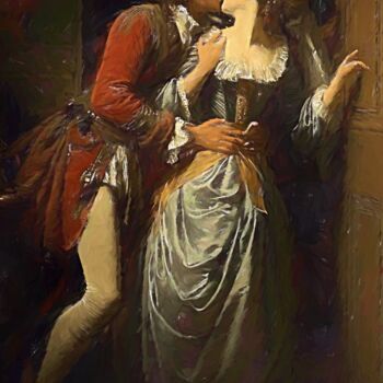 Artes digitais intitulada "The Stolen Kiss" por Gerry Martinez, Obras de arte originais, Pintura digital