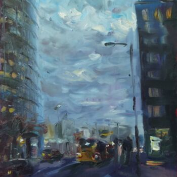 Painting titled "Berlin Bus" by Gerry Miller, Original Artwork, Oil