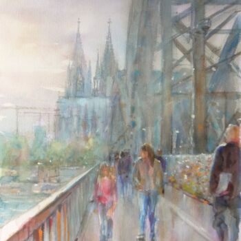 Pintura intitulada "View from the Bridg…" por Gerry Miller, Obras de arte originais, Aquarela