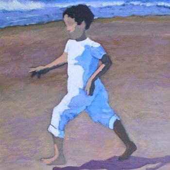 Painting titled "Boy on beach" by Gerry Taylor, Original Artwork, Oil